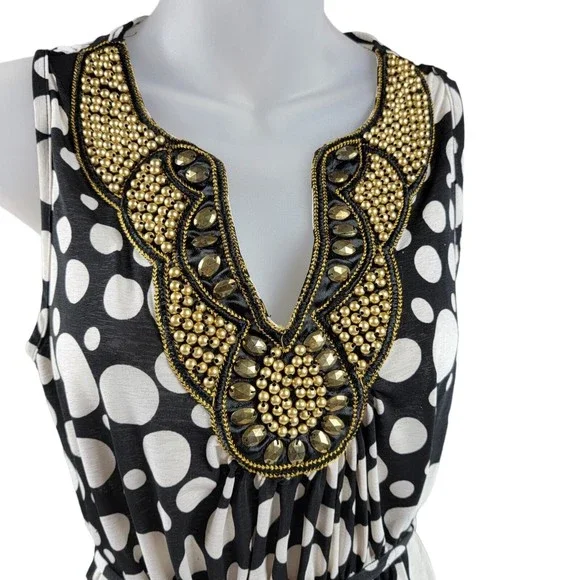 Vintage 90s Wet Seal Dressy Tank Top Blouse Womens S / M Embellished Polkadot - Picture 2 of 16